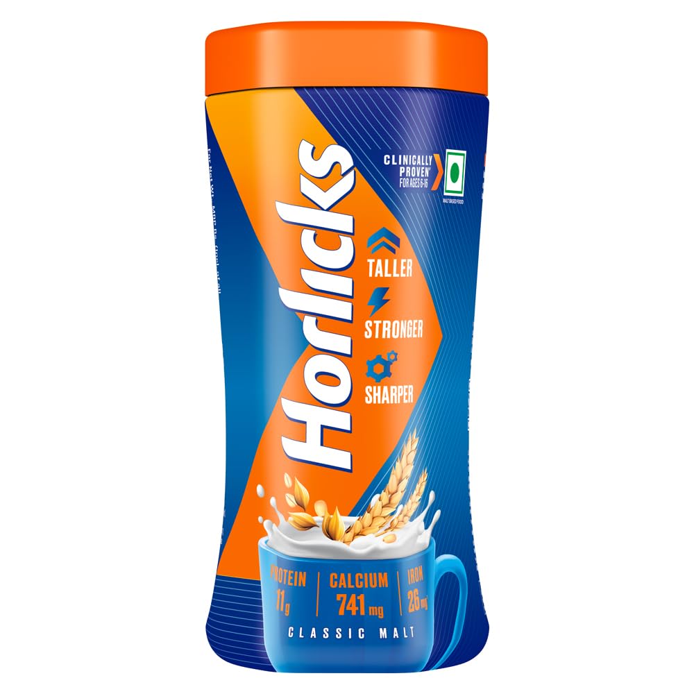 Horlicks Nutrition Drink Jar - 500 g - Classic Malt - Clinically Proven to make kids Taller, Stronger, Sharper