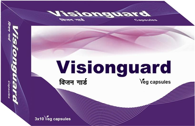 Shrey's Visionguard Natural Vision Support with Lutein, Zeaxanthin, Bilberry, DHA, Curcumin, Zinc & Essential Vitamins - 30 Vegan Capsules for Eye Health & Clarity