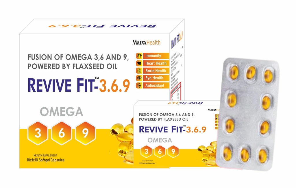 Revive Fit 369 Capsules | Omega 3-6-9 Herbal Wellness Supplement | Daily Nutrition Support | Easy-to-Swallow Capsules – 10 Capsules