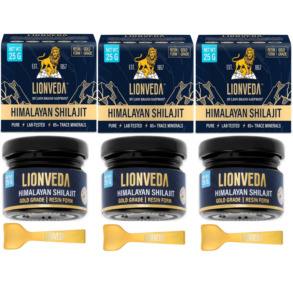 75g Original Himalayan Shilajit Resin(Certified Gold Grade) for Men, Gym, Stamina, Energy & Improved Health | 100% Pure Shilajit Liquid (3 X 25g = 75gm (Pack of 3))
