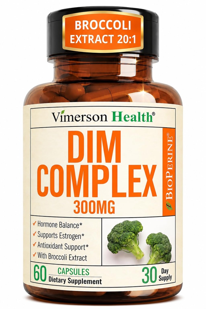 DIM Supplement 300mg - Hormone Balance for Women & Men - 60 Vegan Capsules