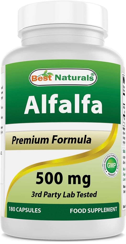 Best Naturals Alfalfa Green Super Food 500 mg 180 capsules (180 telling (verpakking 1))