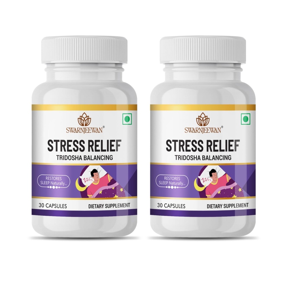 Stress Relief, Ayurvedic Medine for Better Sleep, Anxiety & Depression - 2x30 Capsules