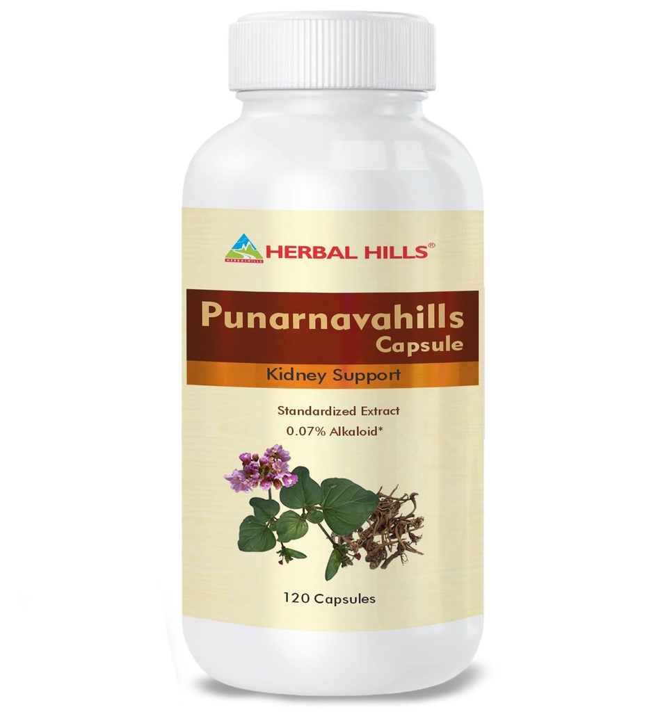 Herbal Hills Punarnava Capsules, Punarnavahills 120 Count Punarnava Urinary Wellness