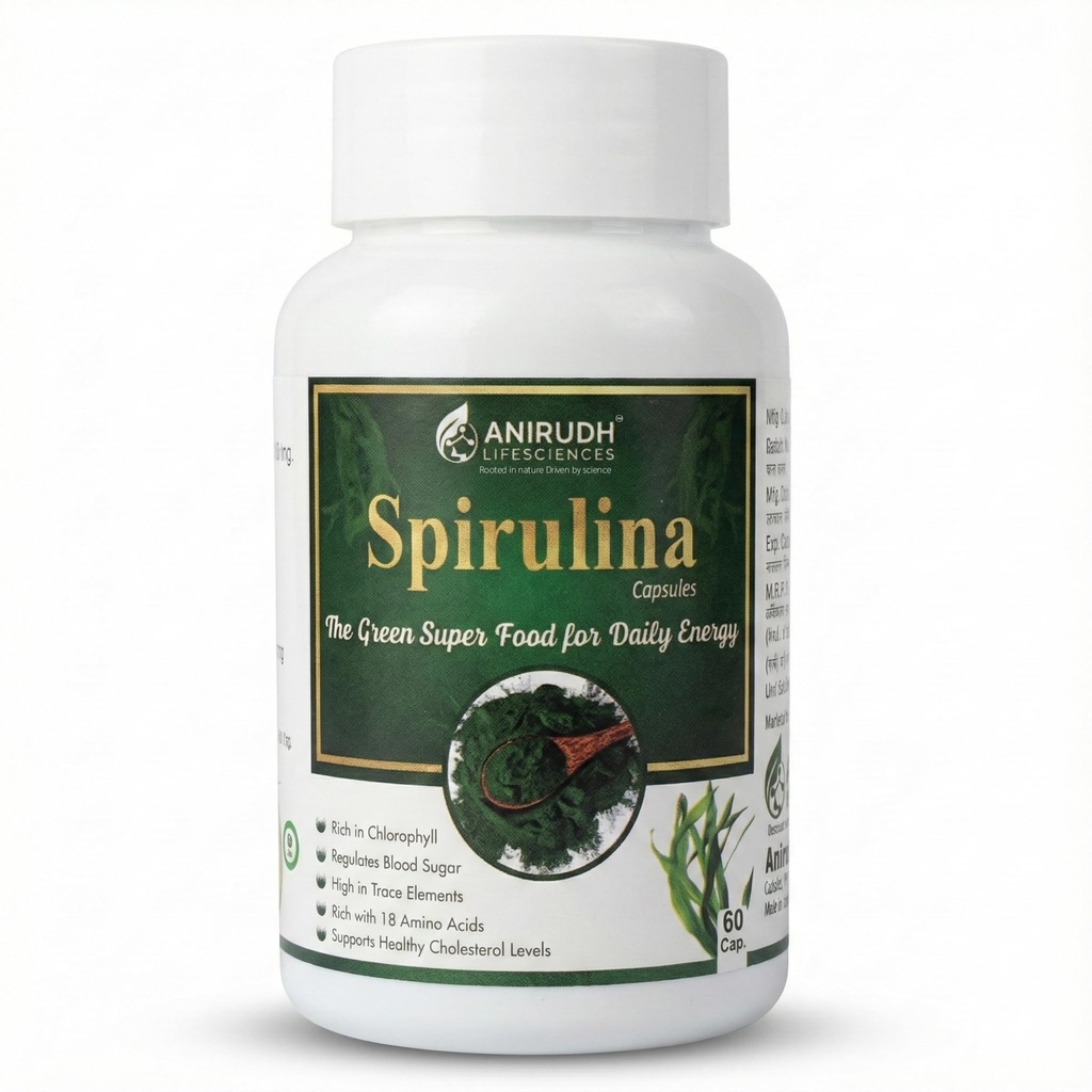 Spirulina Capsule 500mg | 100% organic Capsules | Preservative-Free Superfood | For Men & Women (60 Capsule (Pack of 1))