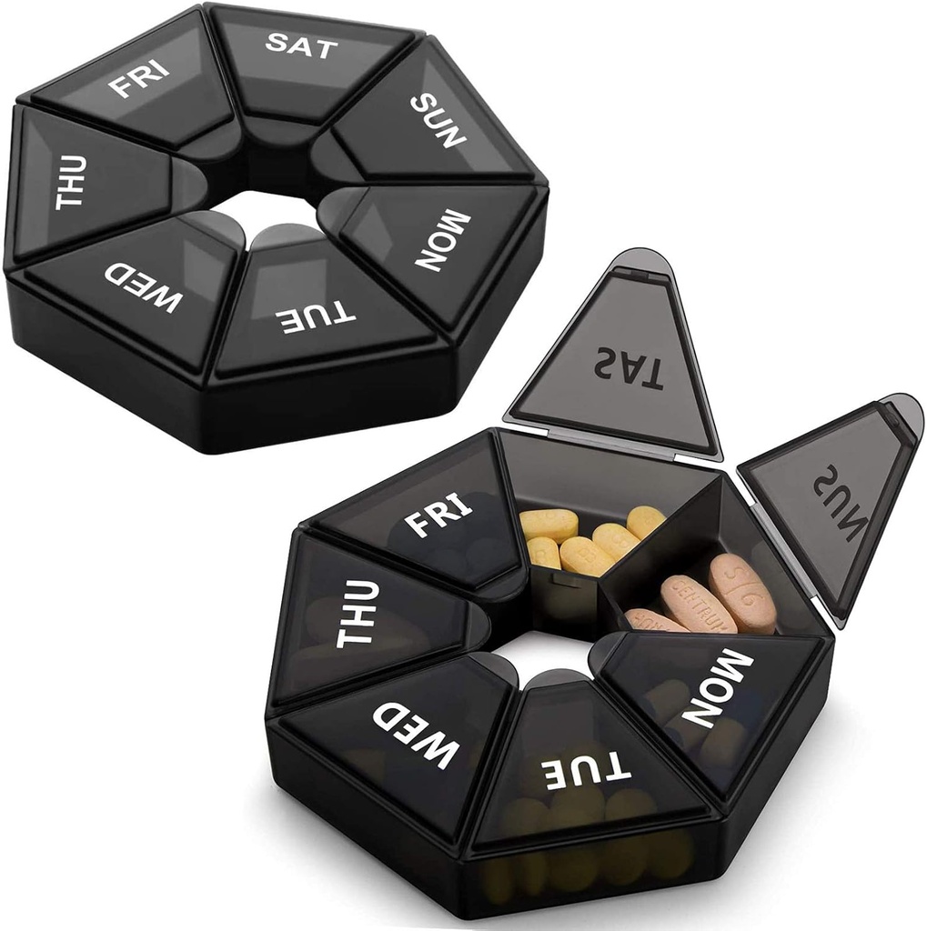 2PCS Wekelijkse pil Organisator Grote 7 dagen pil Box Organisator Dagelijkse Geneeskunde Case voor Vitamine Visolie Pillen Supplementen Artritis Vriendelijk
