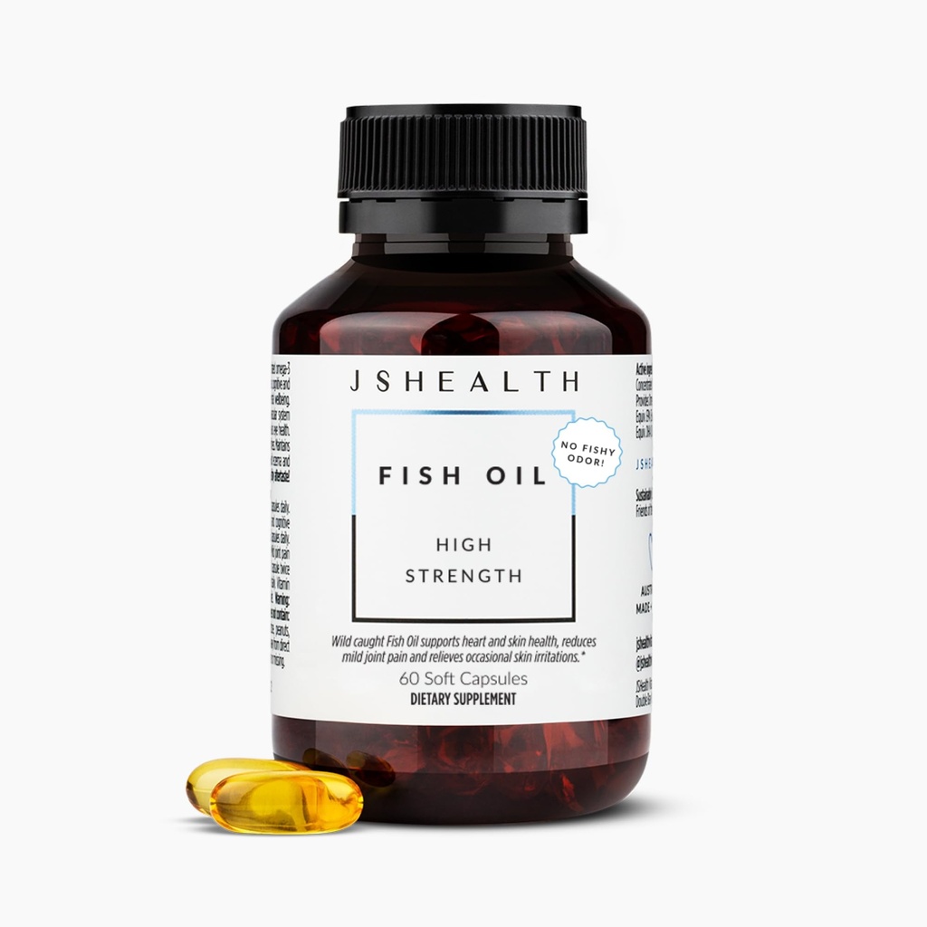 JSHealth High Strength Omega-3 Visolie Wild-Caught, Vriend van de Zee Gecertificeerd, 60 Capsules