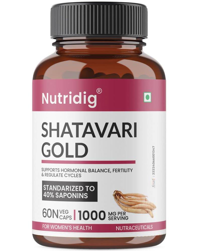 Shatavari Extract Capsules – High-Potency 40% Saponins | Supports Female Hormonal Balance, Energy & Wellness | Nutridig Herbal Supplement – 60 Capsules