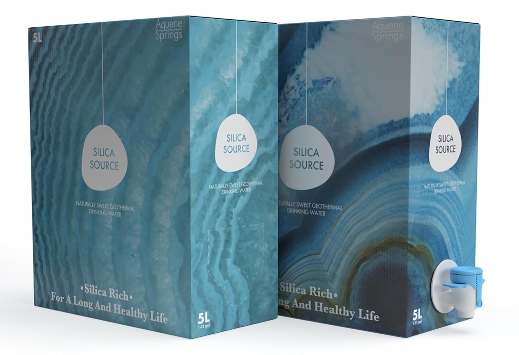 Aquene Springs Silica Bron Water, Zuiver, Silica-Rijk Geothermisch Water voor dagelijkse hydratatie, natuurlijk gefilterd, Deuterium Verarmd, pH 8., bevordert Cardiovasculaire gezondheid, pijnverlichting en anti-aging