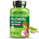 NATUURLO Postnatale Multivitamine - Supplement voor borstvoeding Vrouwen - Plant-based vitamine D, Folaat, Voorzichtig ijzer - voor verpleegster moeder, baby - Post Natal borstvoeding ondersteuning 180 capsules