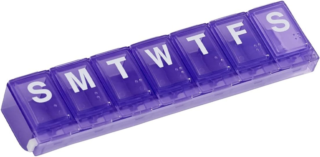 EZY DOSE Weekly (7-Dag) Pill Planner, Medicine Case, Vitamine Organizer Box, Large Locking Compartments om veilige receptie Medicatie en te voorkomen dat per ongeluk morsen, paars