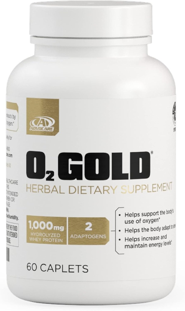 Advocare O2 Gold - Blood Oxygen Supplement met Rhodiola Rosea Wortel & Gehydrolyseerde Wei Proteïne - Ondersteunt Energie* - 60 Caplets