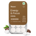 Neuro Energy & Focus Mints - Iced Coffee | Quick Energy Boost & Enhanced Focus | Natural Caffeine + 60 mg L-Theanine + Vitamin B6 & B12 | No Added Sugar | Aspartame Free | 24 Mints