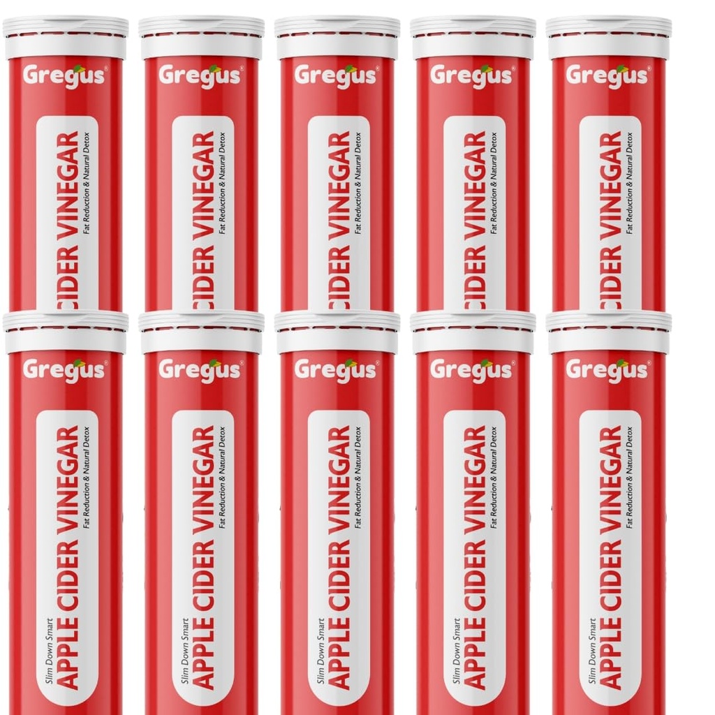 Apple Cider Vinegar Effervescent Tablets | 500mg Apple Cider Vinegar with Pomegranate Extract, Vitamin C, Vitamin B6 & Vitamin B12 | Zero Sugar | Refreshing Wellness Drink | 200 Effervescent Tablets - Pack of 10