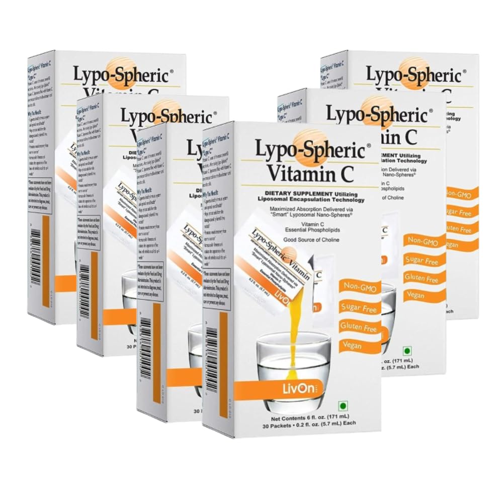 Lypo Spheric Vitamin C Supplements| Liposomal Encapsulation Technology (Pack of 6) - 180 Packets