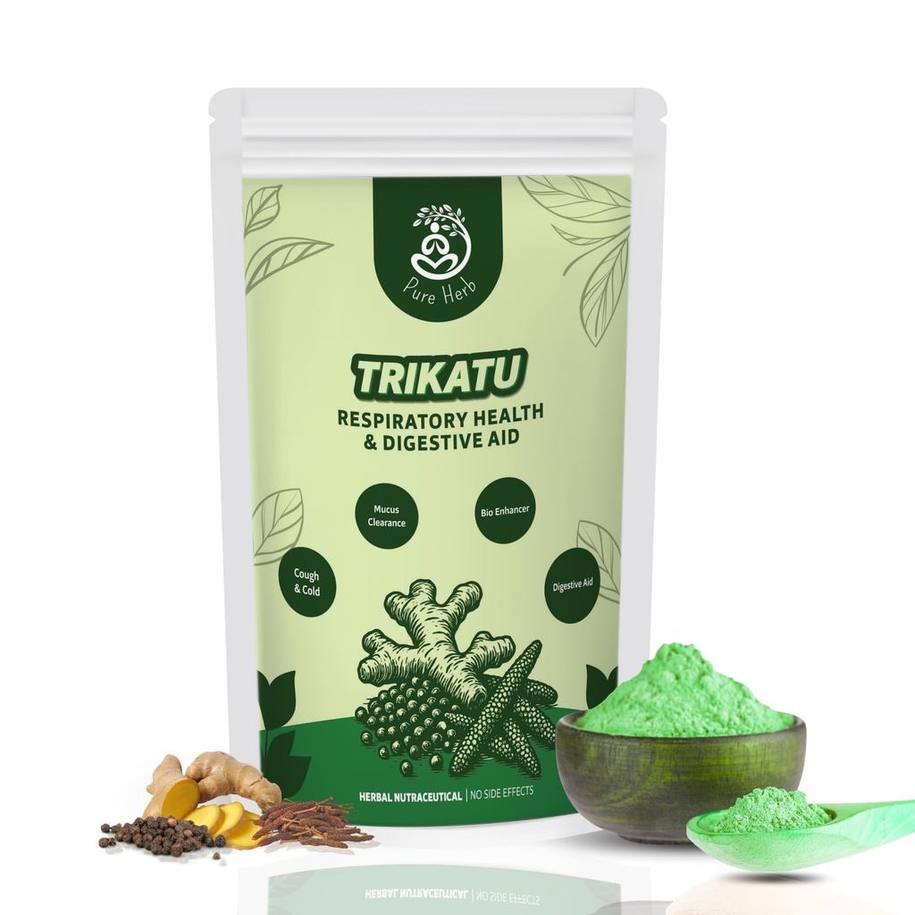 Pure Herb Trikatu Churna – Ayurvedic Blend of Black Pepper, Long Pepper & Dry Ginger – Supports Digestion, Metabolism & Respiratory Health – 100g Herbal Powder