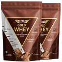 SOS Nutrition Gold Whey Protein Powder (Chocolate 454g) (Pack of 2) For Men Women 24g Whey Protein in 2 Scoop, 5.5g BCAAs, 30 Serving, Ashwagandha, Musli, Faster Muscle Recovery