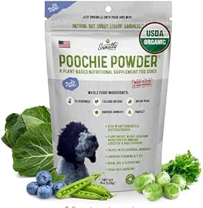Snoutly Poochie Poeder: USDA Certified Organic Dog Supplement & Super Multivitamine - Vitaminen en mineralen van Moeder Natuur voor alle honden en alle leeftijden, voedings- en spijsverteringsondersteuning, RAW Superfood