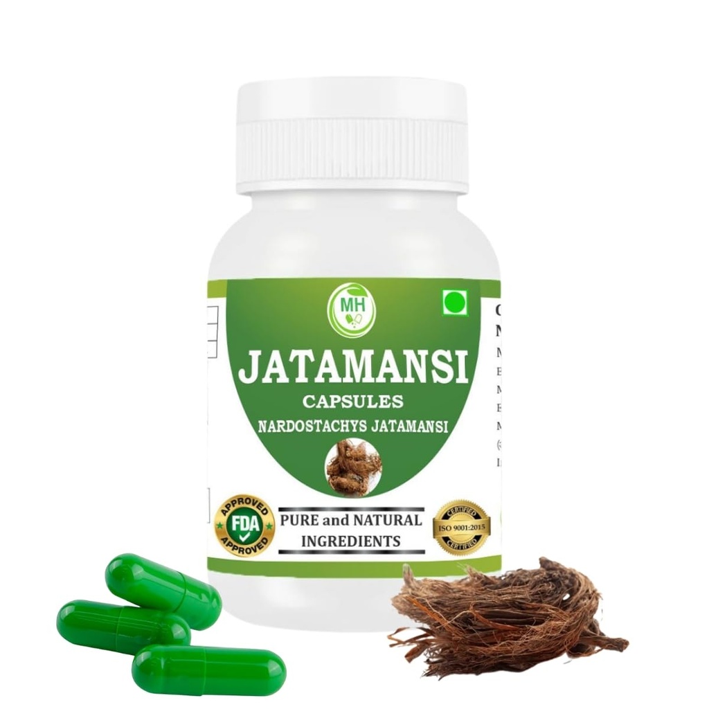 Jatamansi Capsules 500mg – 60 Count | Vegetarian | Plant-Based | Herbal Supplement | No Artificial Additives | Gluten-Free | Organic (pack of 1)