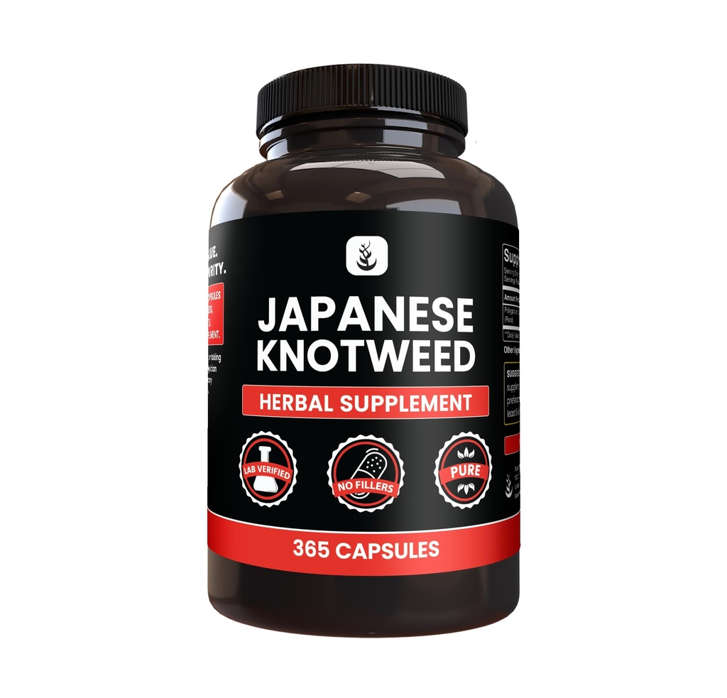 PURE ORIGINEEL INGREDIËNTEN Japanse knoop, (365 capsules) Geen Magnesium of rijstvullers, altijd zuiver, lab geverifieerd