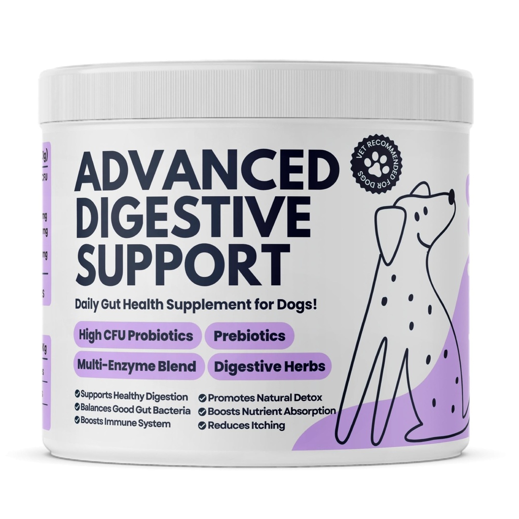 Advanced Digestive Support for Dogs | 3.2 Billion CFU 9-Strain Probiotics, Digestive Enzymes, Pumpkin & Prebiotics | Supports Gut Health, Digestion & Stool Quality | Lasts Up to 60 Days