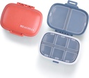 MEACOLIA 2 Pack 8 Compartiments Travel Pill Organizer Box Vocht Proof Kleine pil Case voor Pocket Purse Daily Pill Holder Container voor Medicine Vitamine (Donkerblauw & rood)