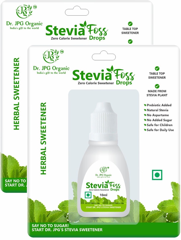 Dr. JPG Organic Stevia Drops Liquid 10ml / Extract Stevia Drops/Pure Natural Plant Based Sweetner/Natural Sweetner.(Pack of 2)