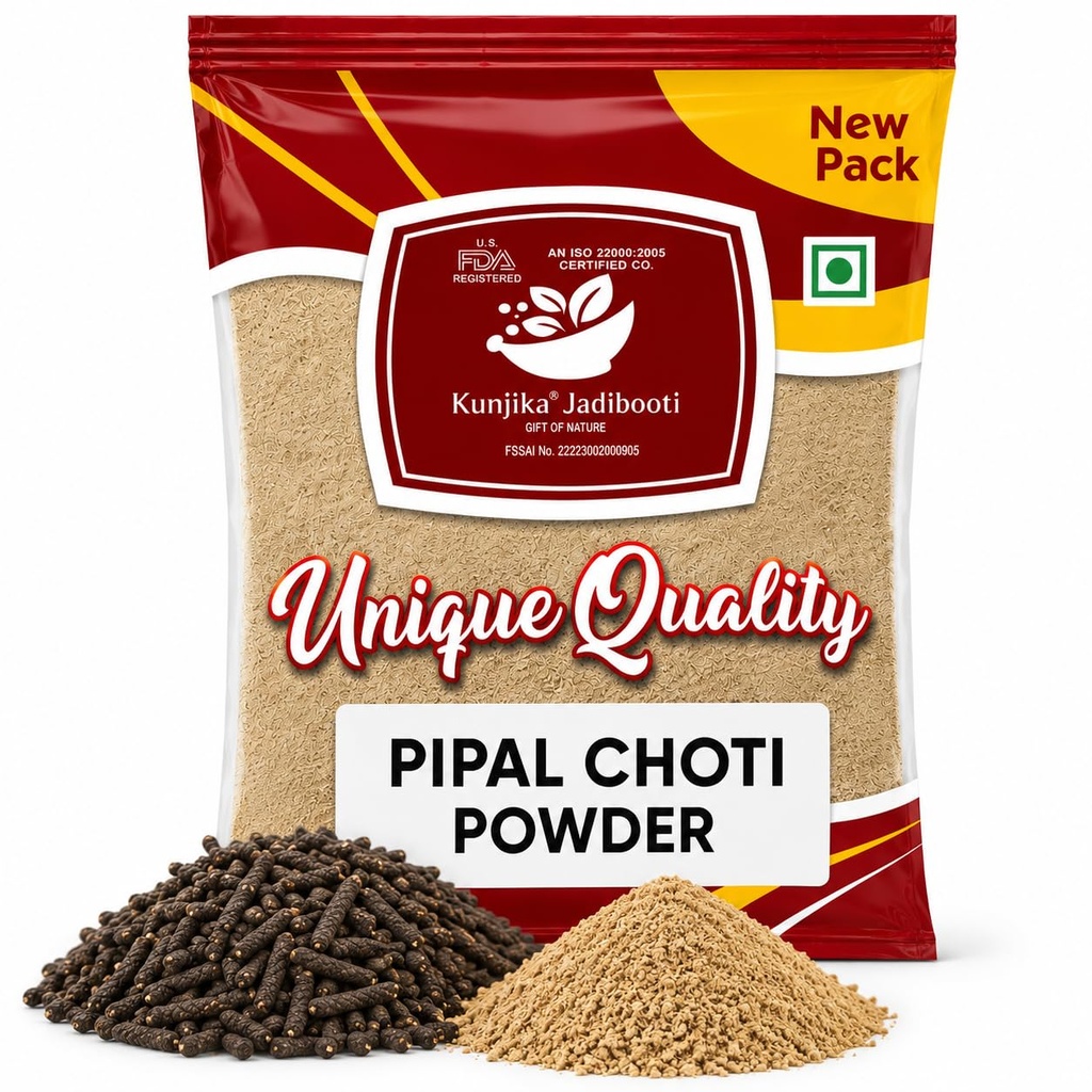 Kunjika Jadibooti Pipal Choti Powder | Pipali | Piper Retrofractum | Choti Pipal | Peepali | Pipli Choti Powder - 100 gms