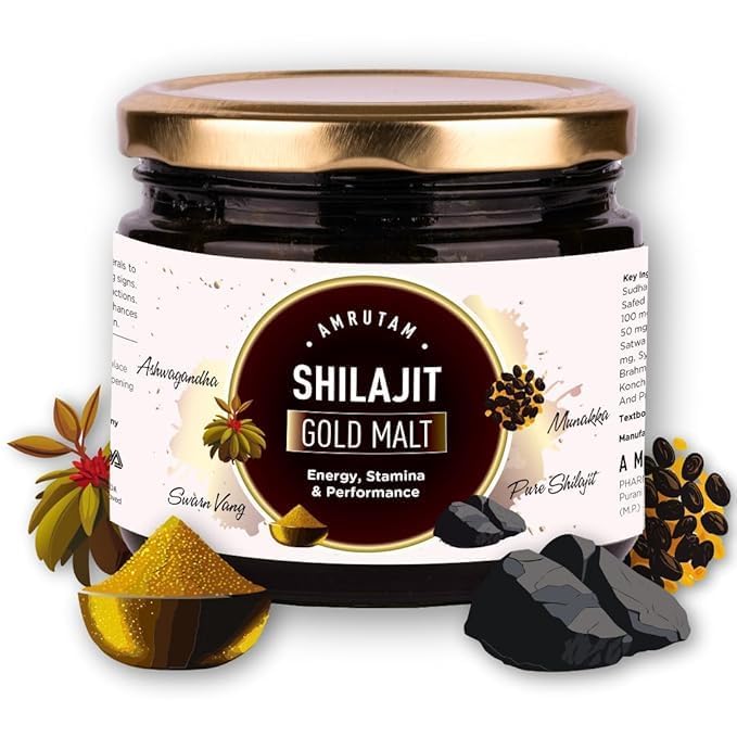 AMRUTAM Shilajit/Shilajeet Gold Avaleh | Avaleh Form | Boosts Muscle Growth & Stamina | 100% Ayurvedic | 40 Servings (400g)