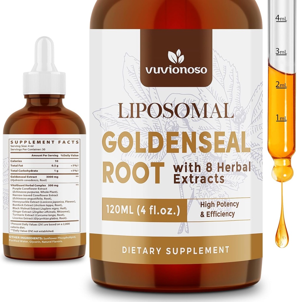Goldenseal Root Extract 3000mg for Immune and Respiratory Wellness - Fast Absorbing 