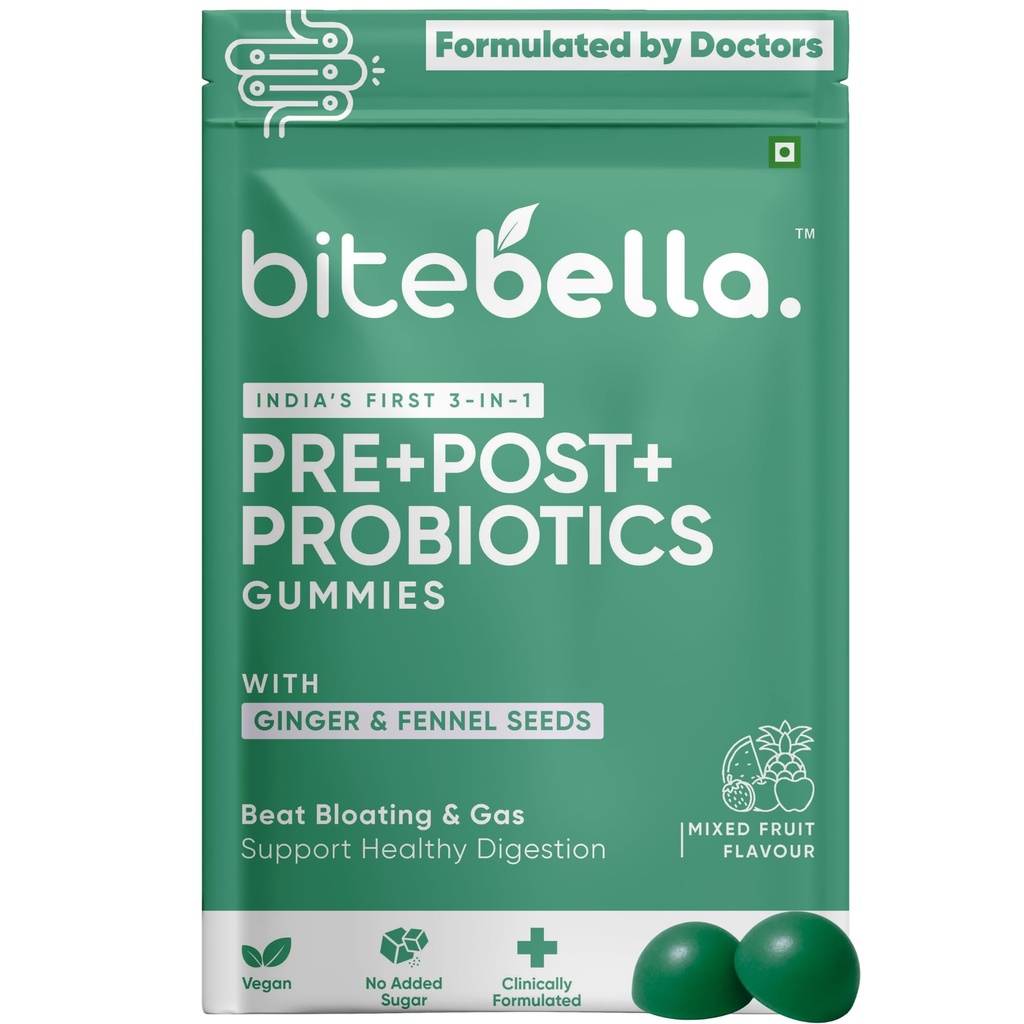 Pre + Post + Probiotics Gummies | Gut Health, Digestion, Bloating & Gas Relief | Vegan | Mixed Fruit Flavour | 30 Gummies