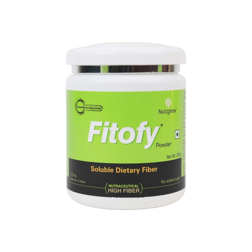 Nucgnex Fitofy Prebiotic Fiber Powder | Triple Soluble Fiber with Inulin, PHGG & Resistant Maltodextrin | Supports Digestion, Gut Health & Regularity | Sugar-Free, Gluten-Free | Unflavoured | 200g