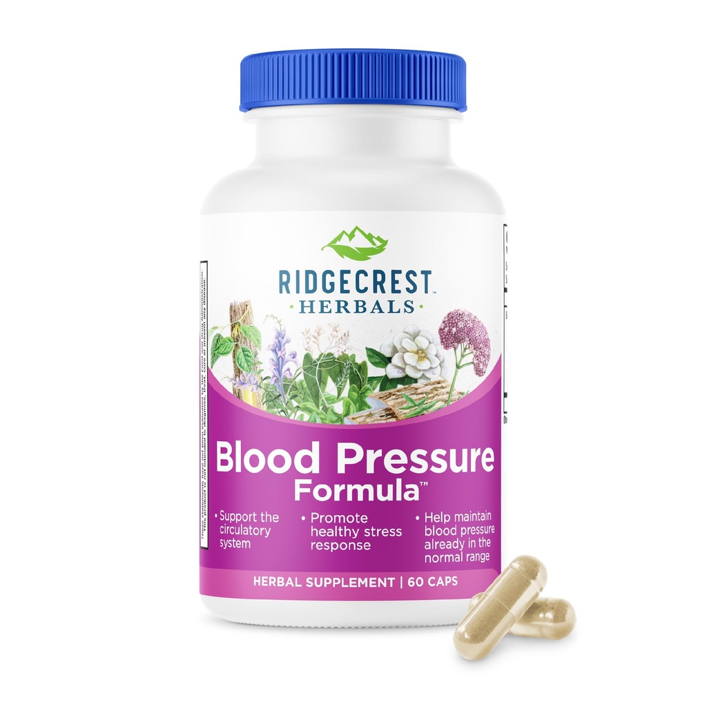 RidgeCrest Herbals Formule à base de plantes de pression artérielle, 12 herbes, Poria Champignon, Gastrodia, Gardenia, pour la santé cardiaque, vasculaire, circulatoire (60 comte (paquet de 1))