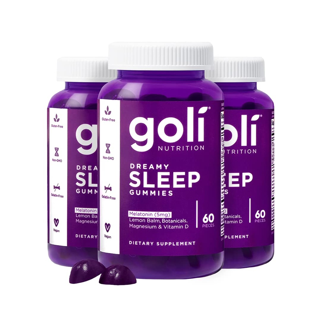 Goli Dreamy Sleep Gummy - 180 Graaf - Melatonine, Vitamine D, Magnesium, en Citroen Balsem Extract - Gelatine-vrij, Glutenvrij, Veganistisch & Non-GMO