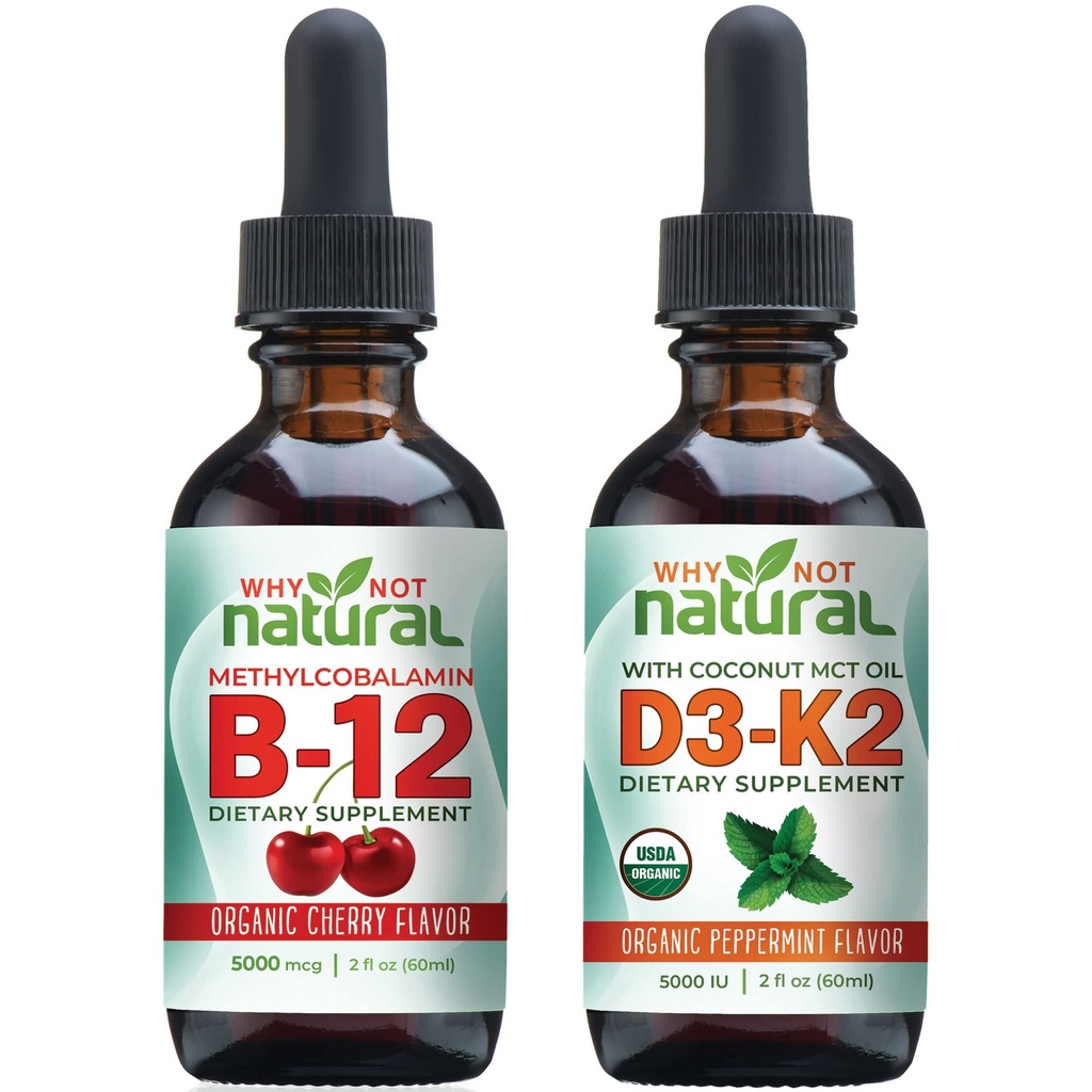 Waarom niet natuurlijke organische vitamine B12 en vitamine D3 K2 vloeibare druppels