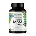 EMERALD LABS MSM 1000mg - Supplément de soutien pour joint, foie et immunitaire avec méthylsulfonylméthane - Sans gluten et sans additifs - 200 capsules végétales (jusqu'à 100 jours de disponibilité)