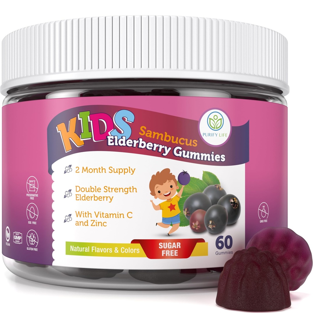 Zuiver het leven Suikervrije kinderen Vlierbessen Gummies met vitamine C & zink 