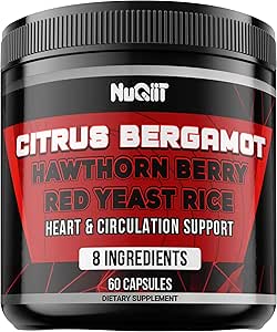 Citrus Bergamote avec le riz rouge de levure, le coeur et la fonction circulatoire support comme Black Chokeberry, Hawthorn & More - Système immunitaire, santé cardiaque et confortable Mood - 60 Capsules