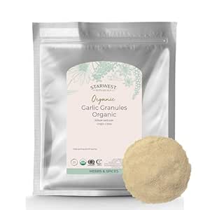Starwest Botanicals Gedroogd Biologische Knoflook Granulated Knoflook Seizoen voor koken, kruiden voor robs, brood, groenten, & vlees, aromatische en smaakvolle, gecertificeerde Kosjer, niet-GMO - Bulk 1 lb Bag