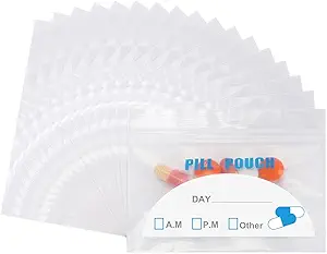 100 sachets de poche à pilules - (4" X 2,75") L'épaisseur est de 6 Mil, Pills en plastique portable sac tenir la vitamine, suppléments, médicaments, et l'entreposage de vitamines