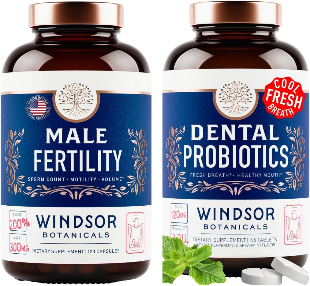 WINDSOR BOTANICS mannelijke vruchtbaarheid supplement en orale probiotica voor verse adem - Heren Health Bundle
