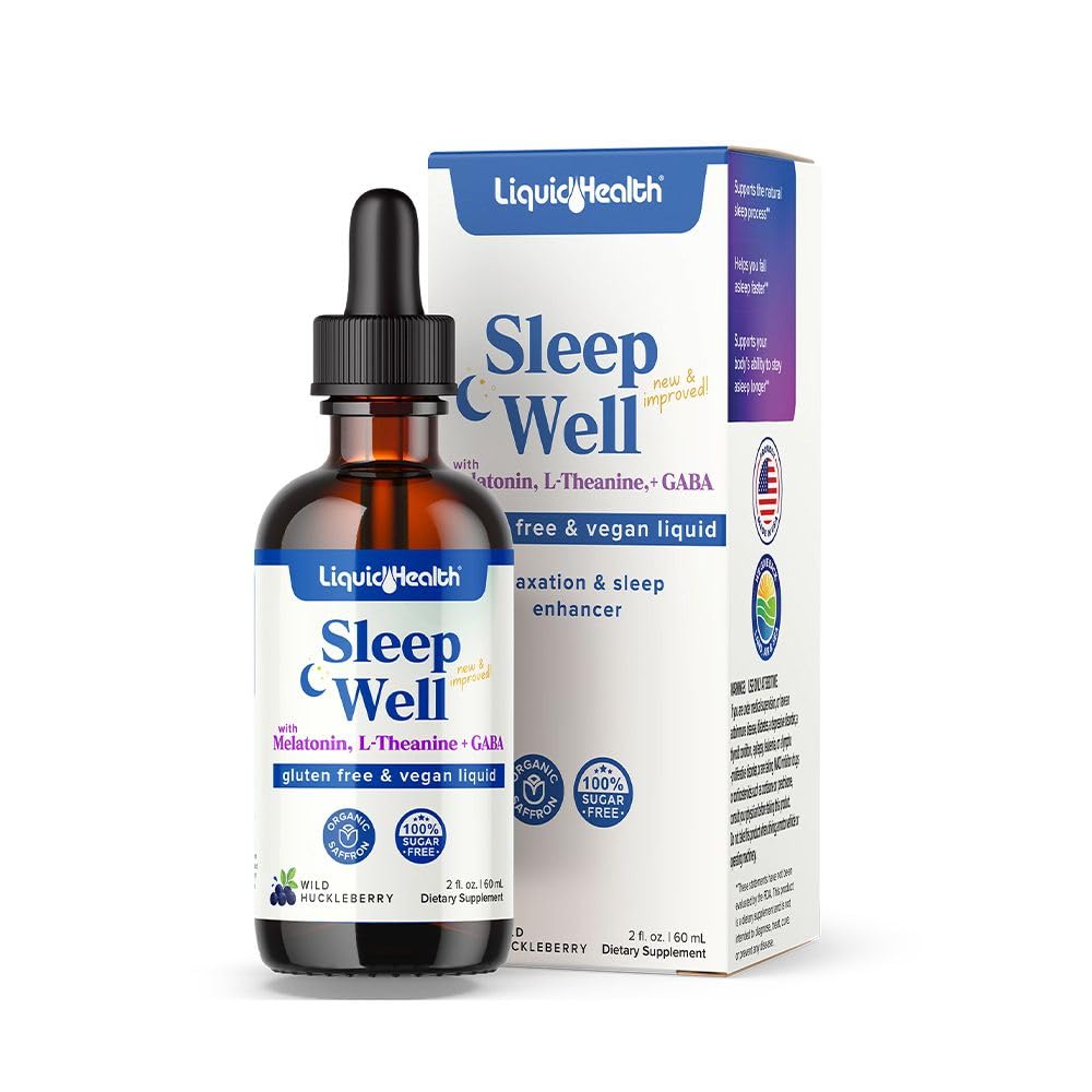 LIQUIDHEALTH Slaapwel Natuurlijke slaaphulp Melatonine druppels - Betere slaap & Mood, Relax & Calm Mind, Vallen Slaap Sneller Blijf langer slapen - Made in USA, Vegan, Sugar-Free, Drug Free, Non-GMO (2 oz)
