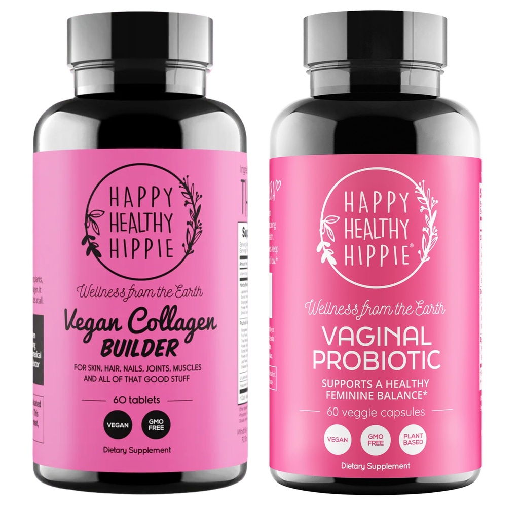 Gelukkige gezonde Hippie Vaginale Probiotica voor vrouwen & Vegan Collageen Builder Collageen Pillen