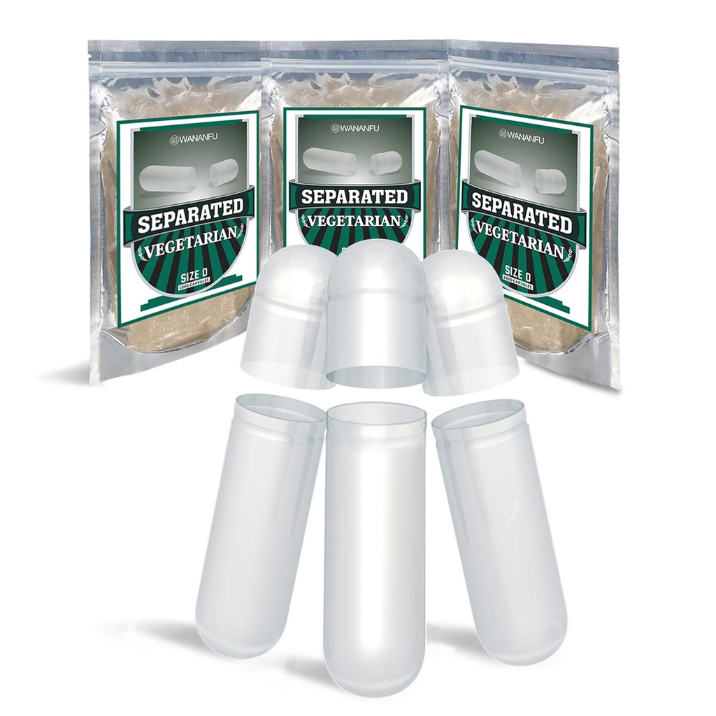wananfu Pre-Separated Lege Capsules 0 Vegetarisch (1000 Telling), Wis Vulbare Veggie Pill Capsules Maat 0 voor het maken van uw eigen Supplementen
