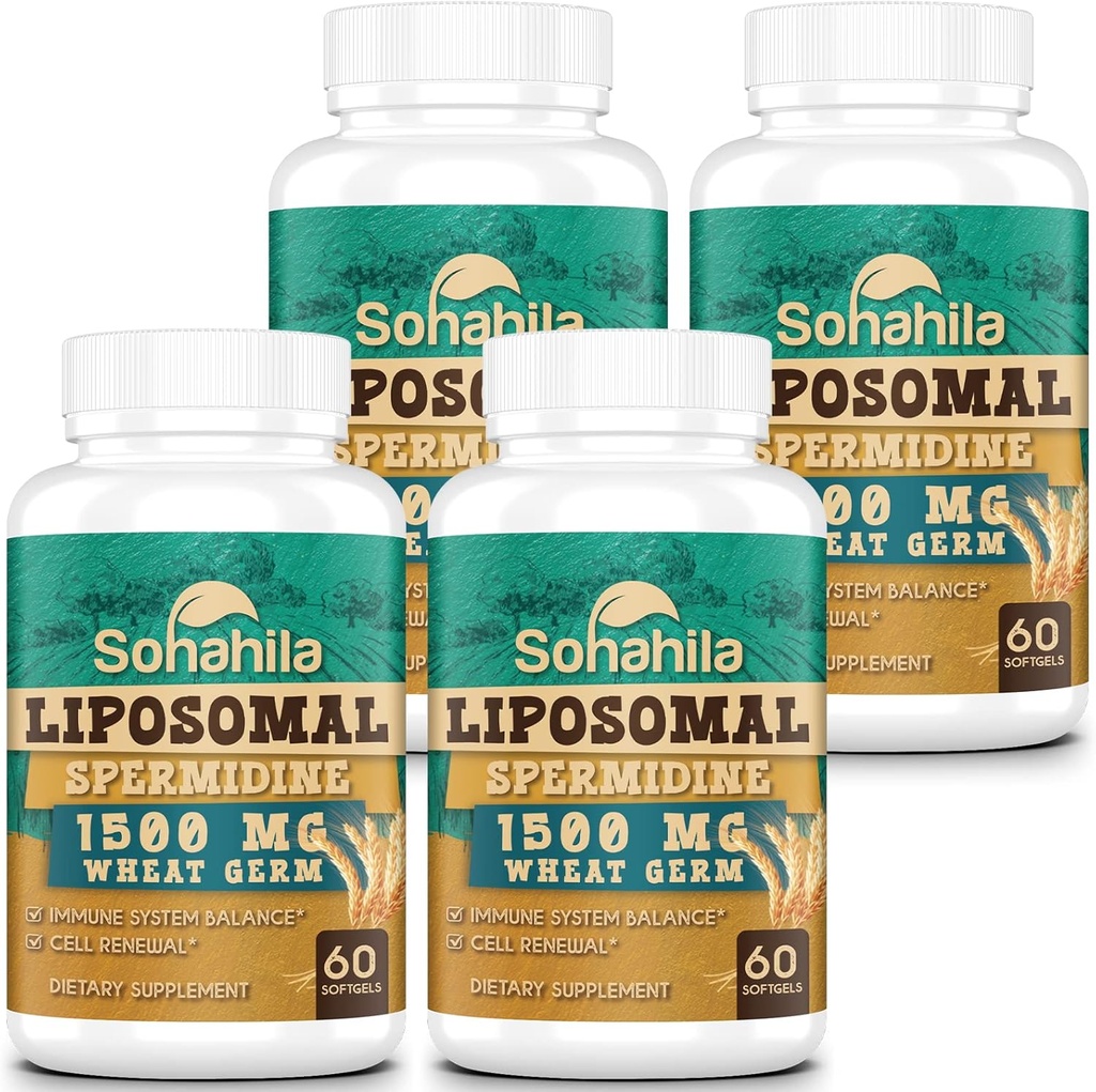 Spermidine Supplement 15 MG - 99% Zuiverheid, Hoge Absorptie, 1500 MG Gefermenteerd Tarwekiemextract met Zink en Thiamine, Spermidine voor Mannen en Vrouwen - Cellulair Hernieuwing, Veroudering Verdediging, Energie, 240 Softgels