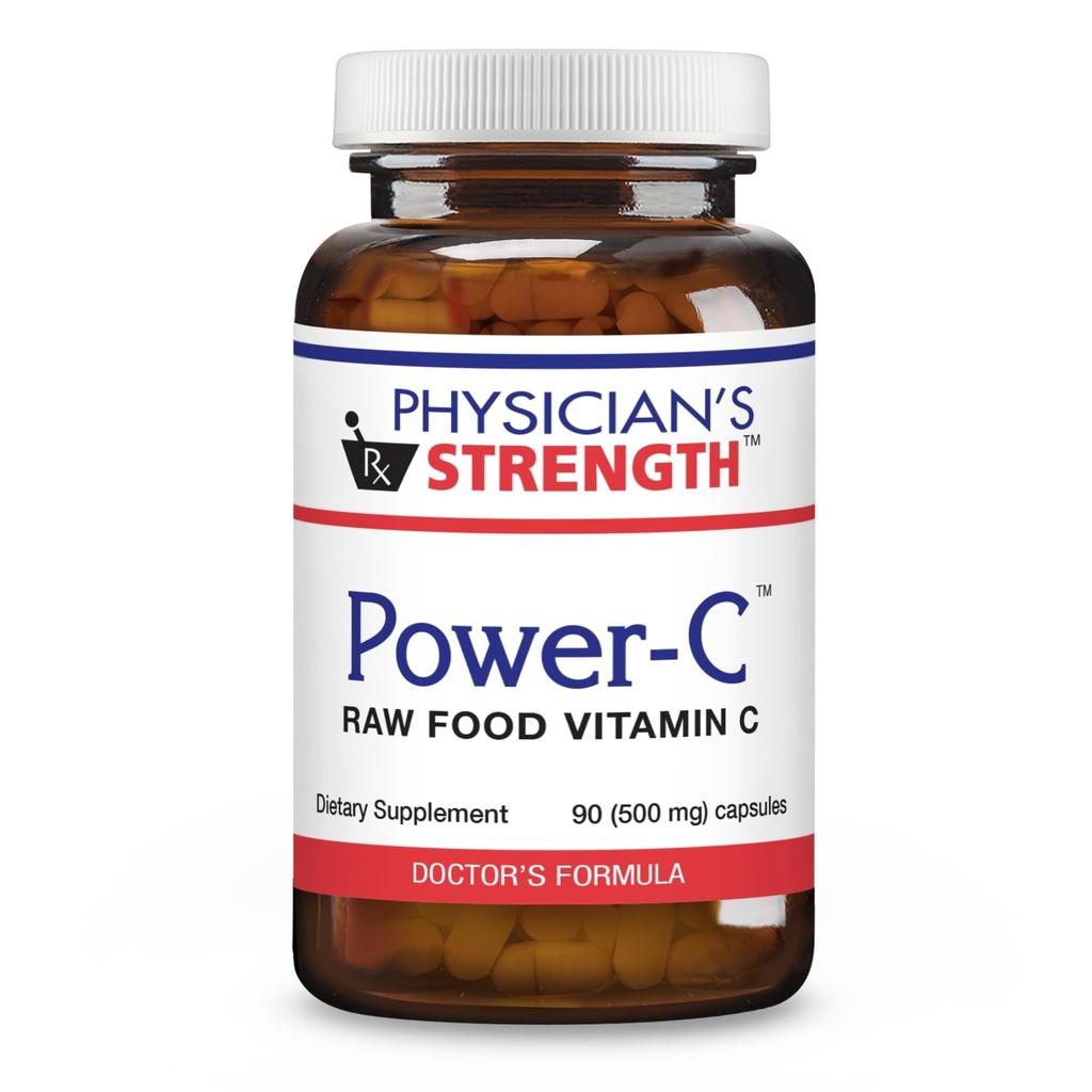Arts sterkte Power-C - 90 capsules - Raw Food Vitamine C + Flavonoïden van Camu Camu, Acerola Cherry, Rhus coriaria & Rose Hip - Kosher - 30 porties