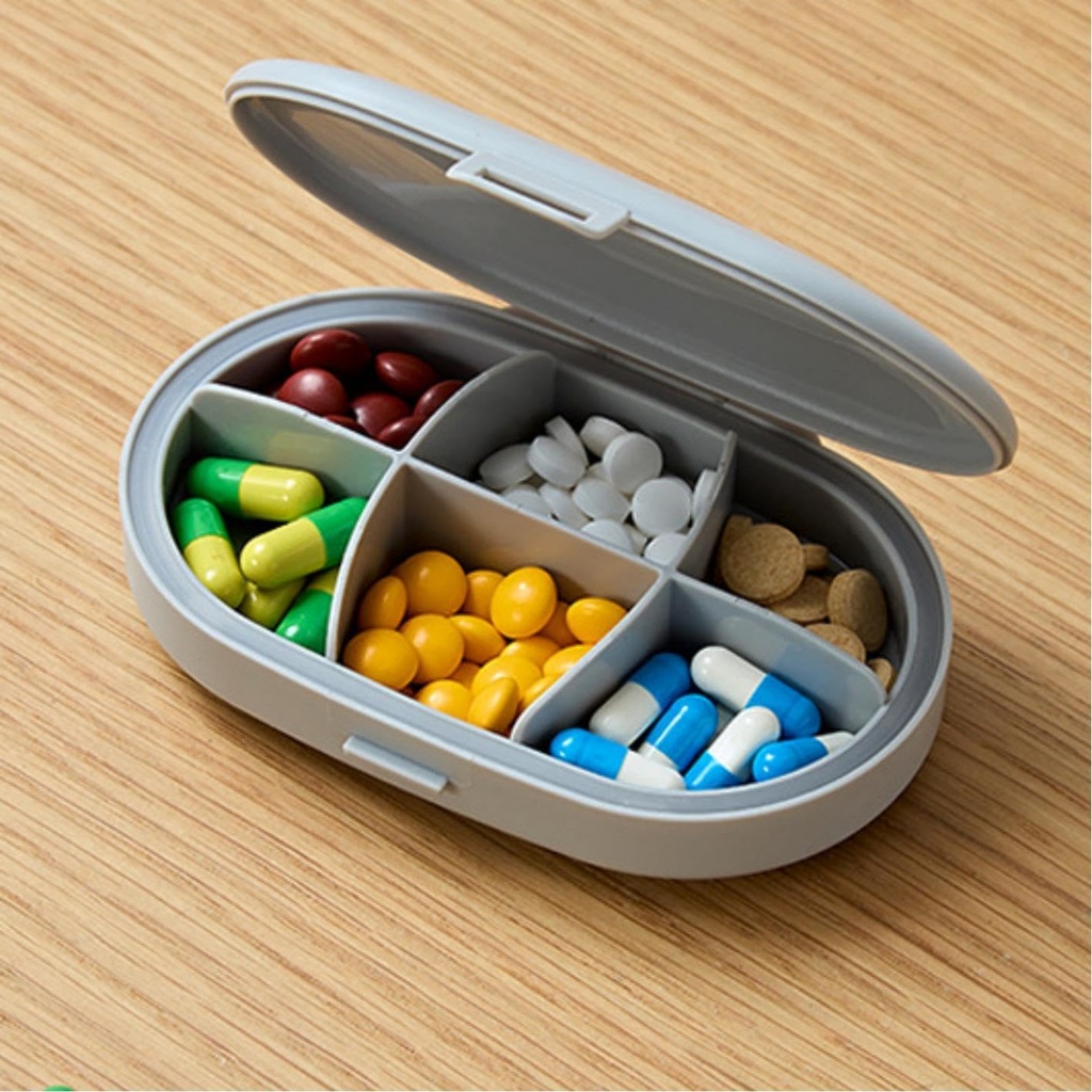 6 Compartment Pill Box, Vocht Proof Pill Case, Travel Pill Organizer voor Pocket Portable Medicine Vitamine Box, Fish Oil Box, Pillen Organisators