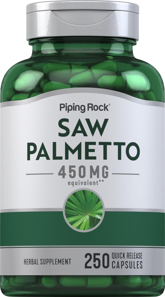 Pipping Rock Saw Palmetto pour les hommes et les femmes de 450 mg de 250 capsules Supplément d'extrait d'herbe de Serenoa Repens