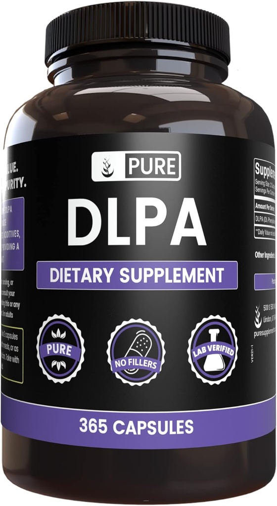 Pure Original Ingrediënten DL-Fenylalanine DLPA (365 Capsules) Geen Magnesium of Rijst Fillers, altijd zuiver, Lab geverifieerd