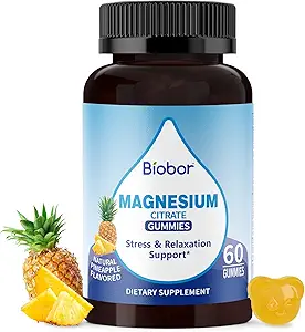 Gummées de magnésium de potassium, citrate de magnésium et suppléments de citrate de potassium avec vitamine D3, B6 pour équilibre électrolytique, musculature, crampes des jambes, sans gluten d'OGM (pineapple,60 comte)